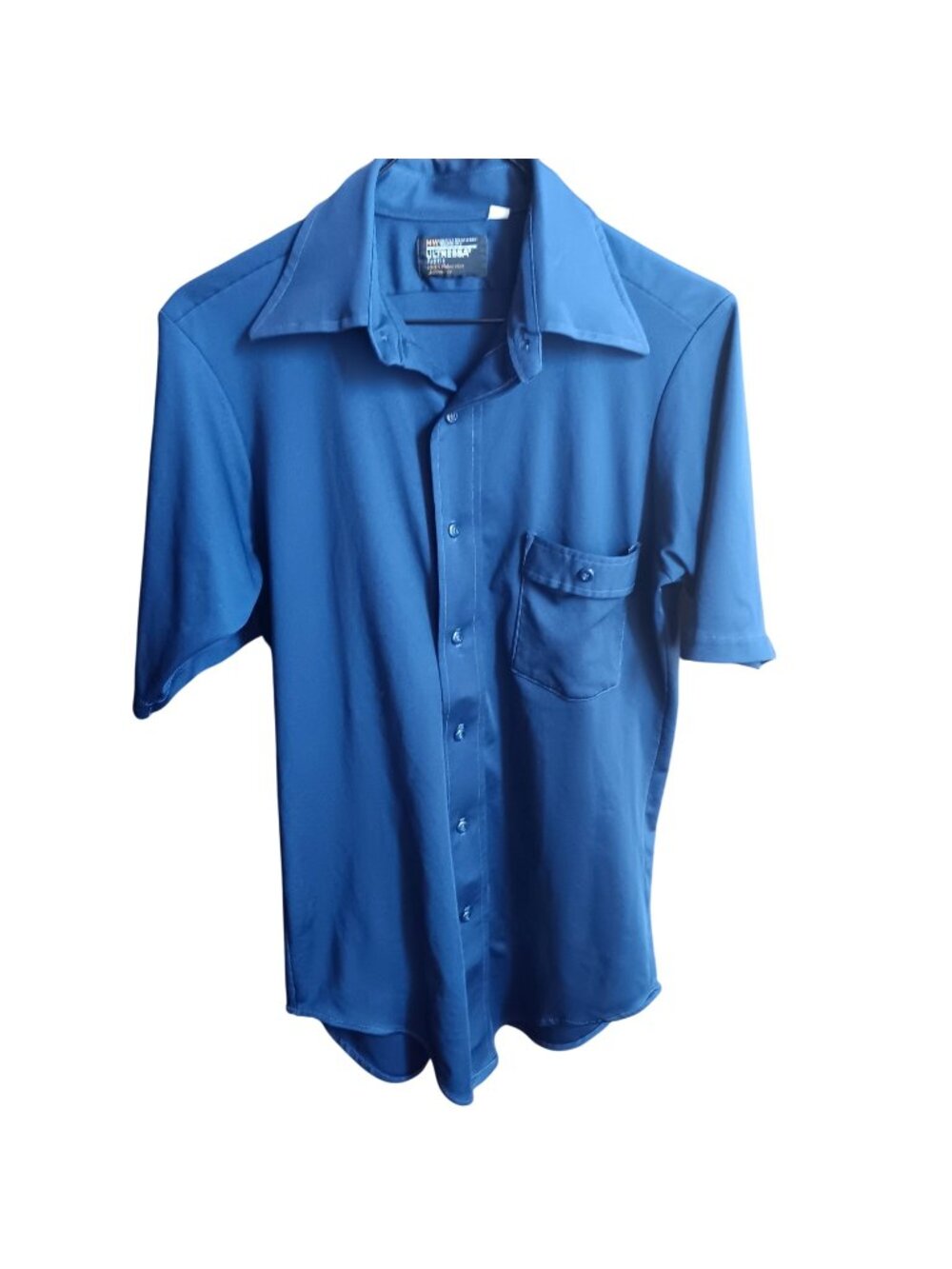 True Vintage Medium JCPenney Ultressa Shirt Blue Button-Up Shirt 1980s Polyester